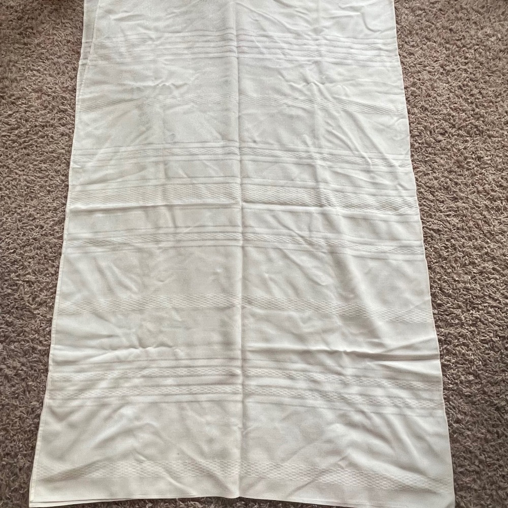 Vintage White Woven Textured Stripe Rectangular Tablecloth 51x66